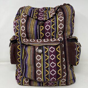 Woven Fabric Large Back Pack Multi Pockets - Beautiful Colorful Design